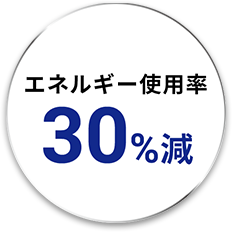 エネルギー使用量30%減